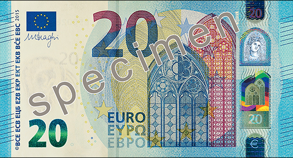 nová bankovka 20€ - predná strana