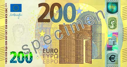 nová bankovka 200€ - predná strana
