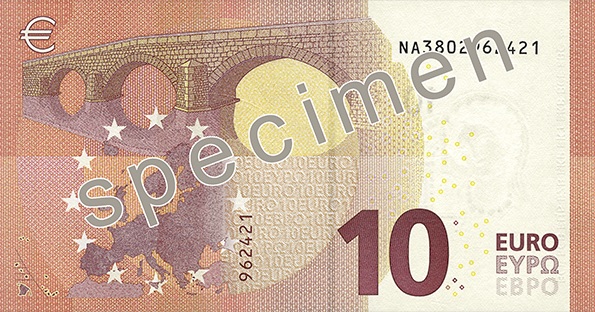 nová bankovka 10€- zadná strana