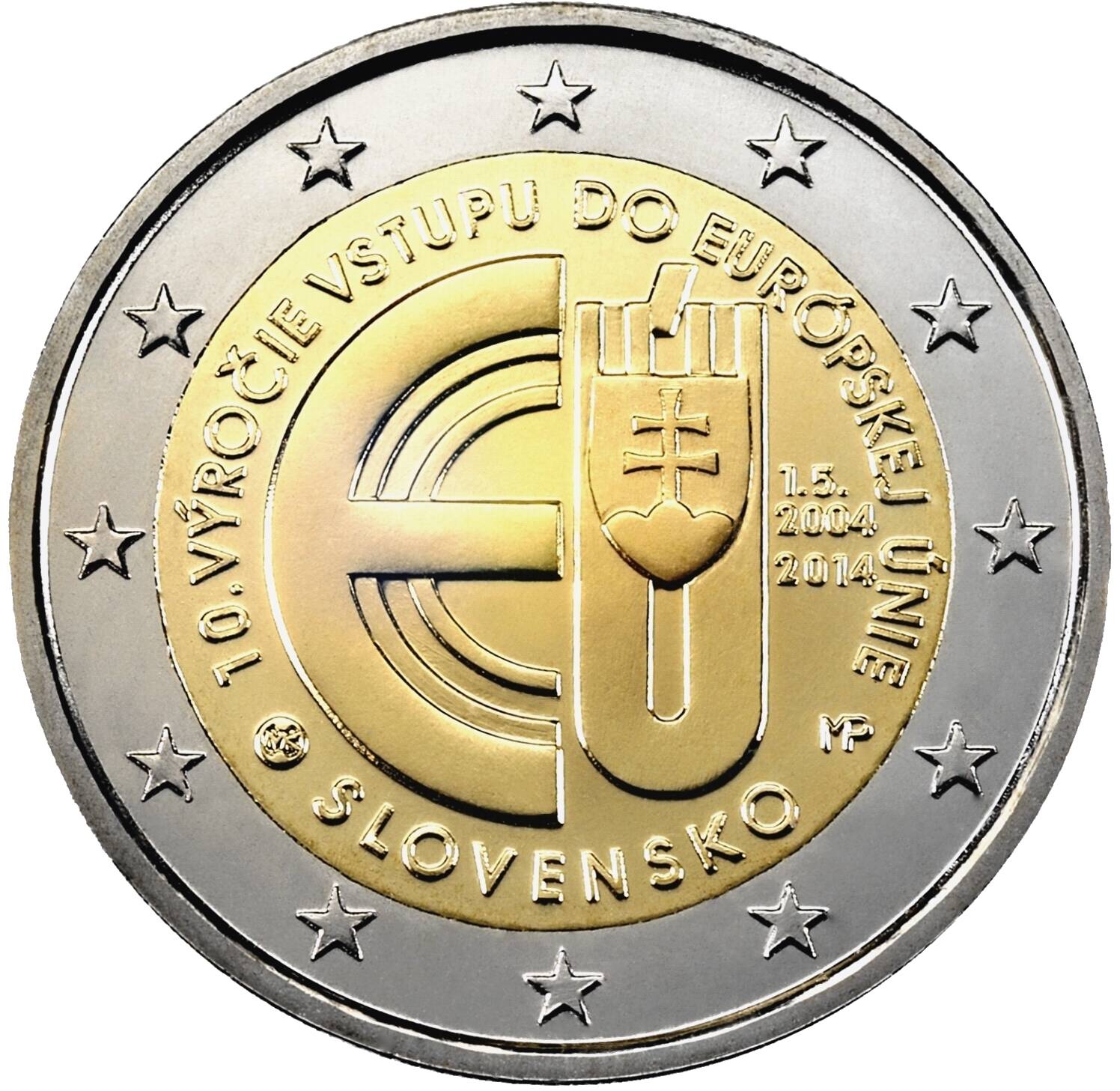 Pamätná dvojeurová minca k 10. výročiu vstupu Slovenskej republiky do Európskej únie