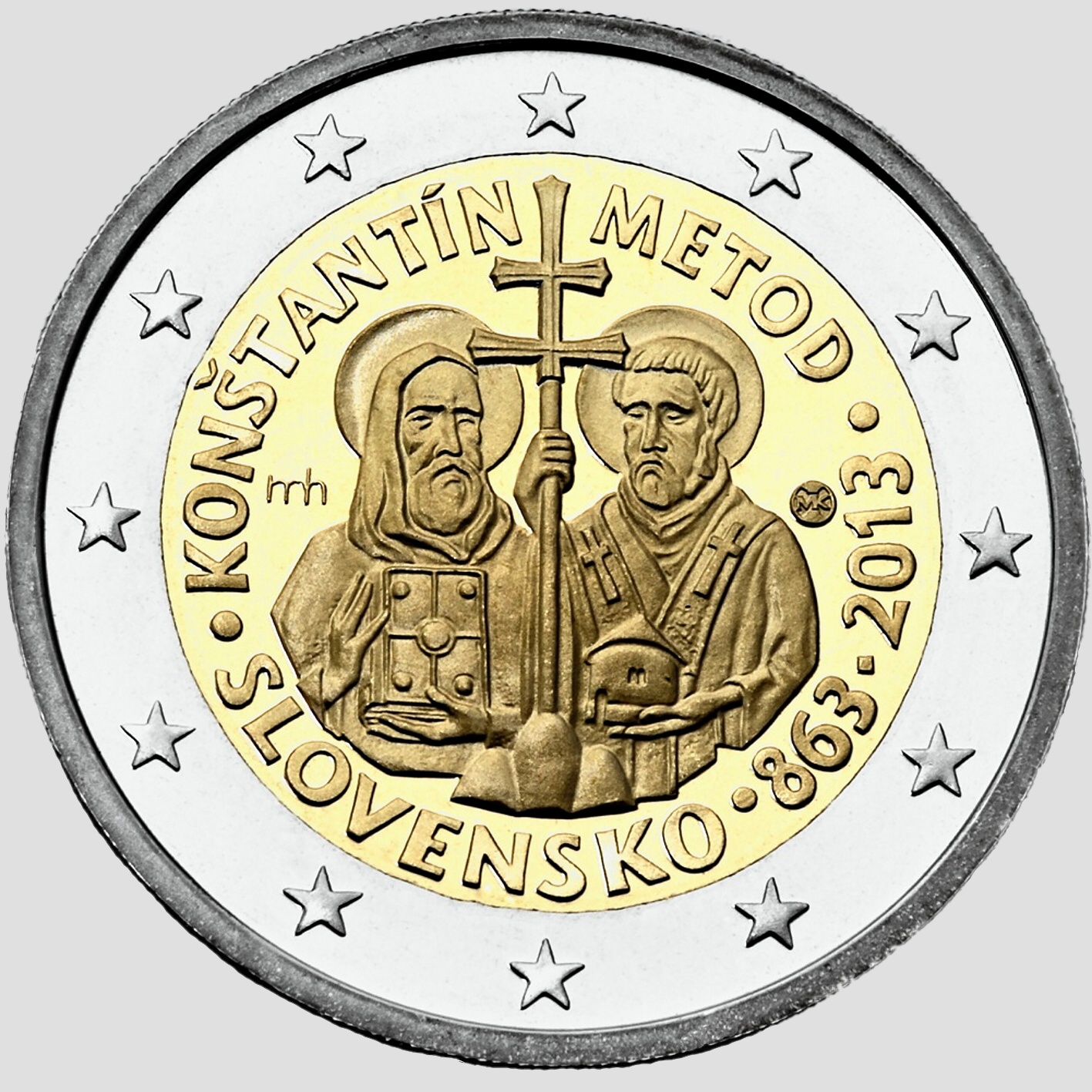 Banknotes and coins, 1150th anniversary of the advent of the mission of Cyril and Methodius  to Great Moravia