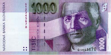 Banknotes and coins, 1000 Sk Banknote Description
