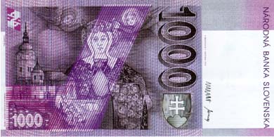 Banknotes and coins, 1000 Sk Banknote Description