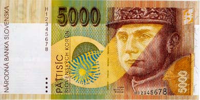 Banknotes and coins, 5000 Sk Banknote Description