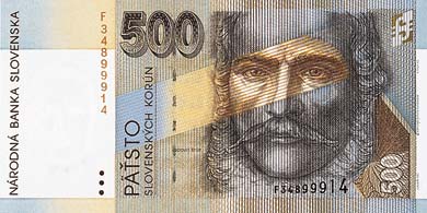 Banknotes and coins, 500 Sk Banknote Description