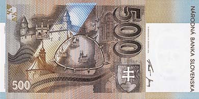 Banknotes and coins, 500 Sk Banknote Description