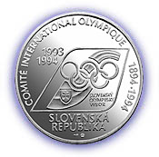 Bankovky a mince, Založenie Medzinárodného olympijského výboru – 100. výročie a prvá účasť SR na olympijských hrách
