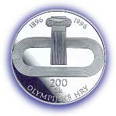 Bankovky a mince, Usporiadanie 1. novodobých olympijských hier – 100. výročie a prvá účasť Slovenska na letných olympijských hrách