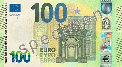 100 € bankovka - lícna strana