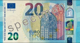 Lícna strana bankovky 20 €