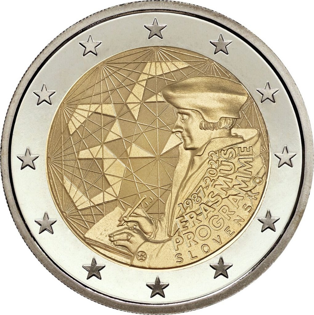 The national side of the commemorative euro coin