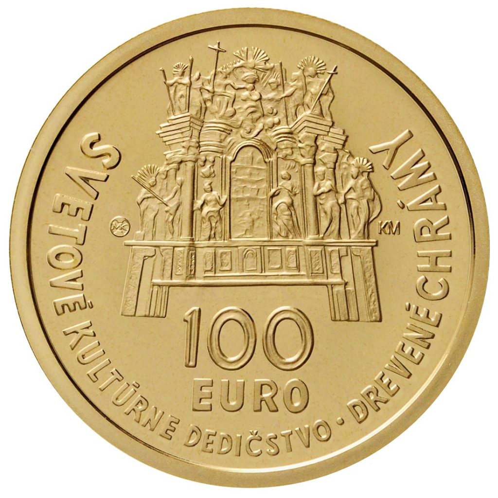 Banknotes and coins, UNESCO World Heritage – Wooden Churches of the Slovak part of the Carpathian Mountain Area