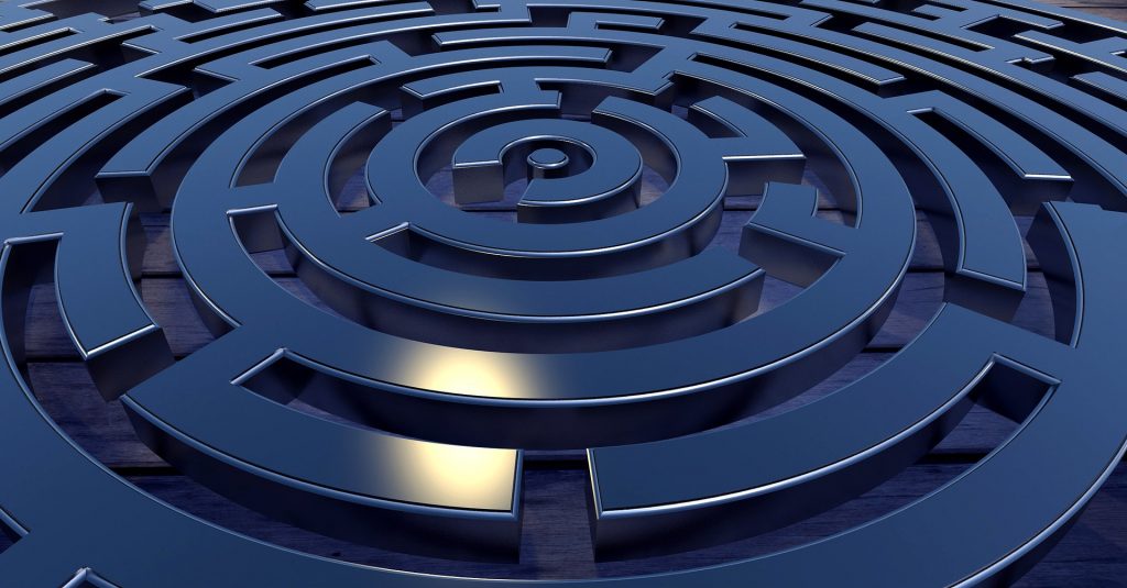 Modrý 3D labyrint