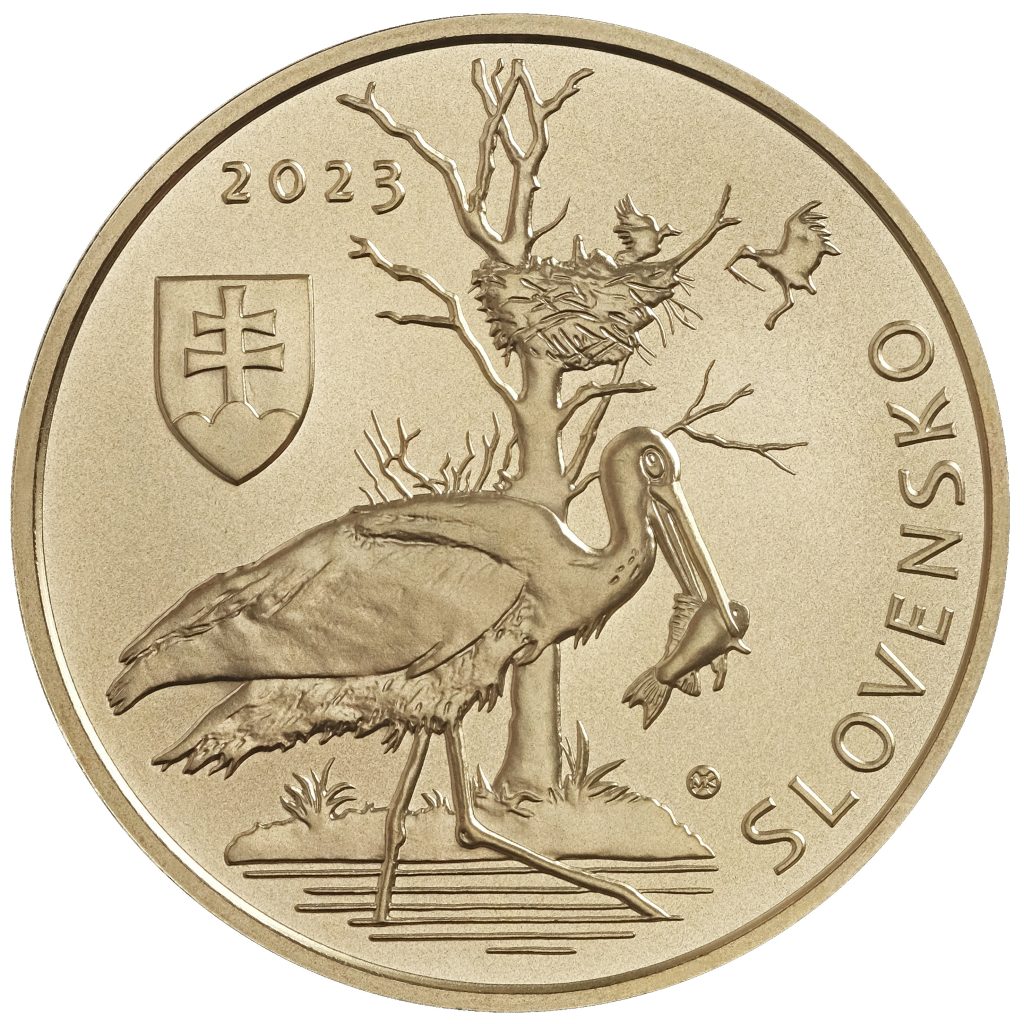 Nová zberateľská eurominca v nominálnej hodnote 5 eur s tematikou ,,Fauna a flóra na Slovensku – bocian čierny“