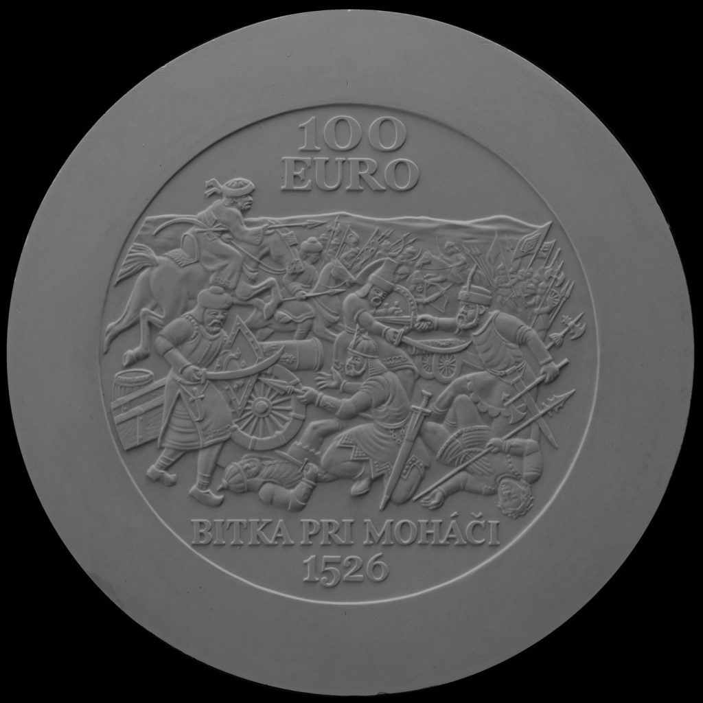 Bankovky a mince, Výsledky verejnej anonymnej súťaže na výtvarný návrh zlatej zberateľskej euromince  v nominálnej hodnote 100 eur k 500. výročiu bitky pri Moháči